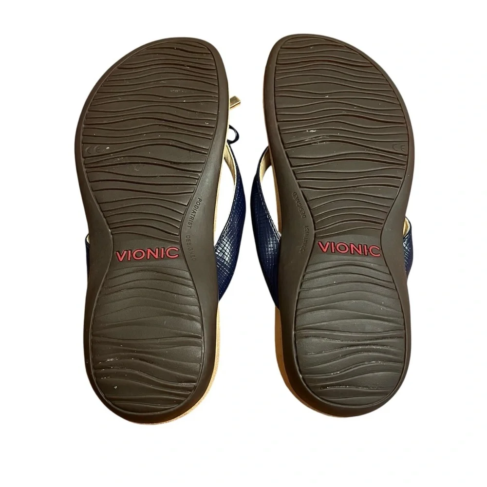 Vionic Bella Navy Strap Thong Sandal Size 6.5M - Picture 6 of 7